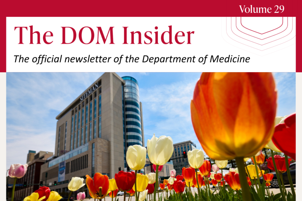 Photo of WashU Medical Campus during spring with tulips blooming