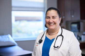 Rachel M. Presti, MD, PhD, poses for a portrait in the Infectious Diseases Clinic on October 30, 2025. Matt Miller/WashU Medicine