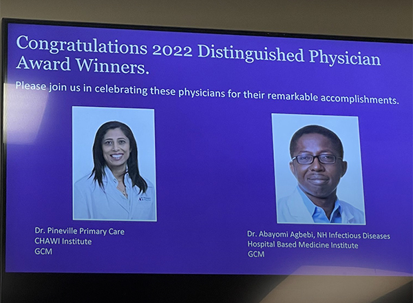 Abayomi Agbedi, MD, ID fellow 2007, receives 2022 Distinguished Physician Award